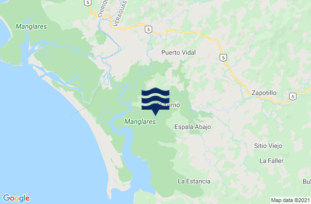 Mappa delle maree di Distrito de Las Palmas, Panama