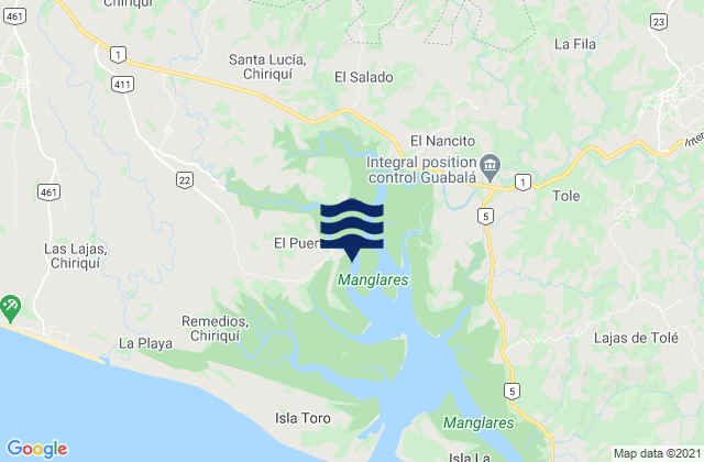 Mappa delle maree di Distrito de Remedios, Panama