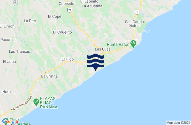 Mappa delle maree di Distrito de San Carlos, Panama