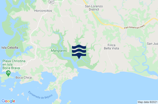 Mappa delle maree di Distrito de San Lorenzo, Panama