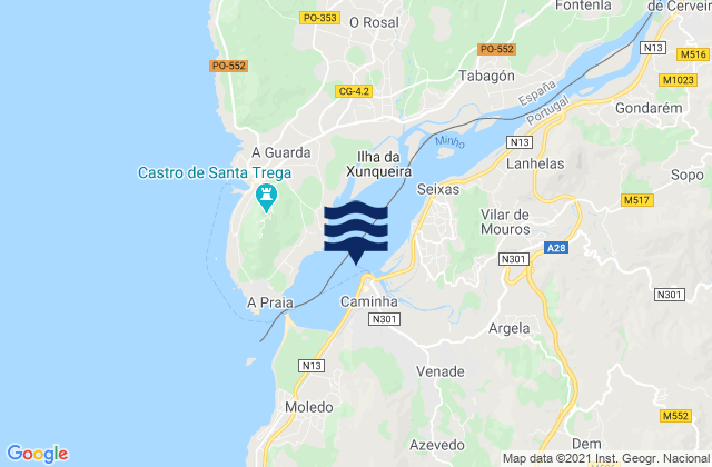 Mappa delle maree di Distrito de Viana do Castelo, Portugal