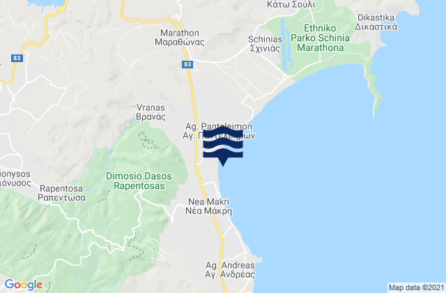 Mappa delle maree di Diónysos, Greece