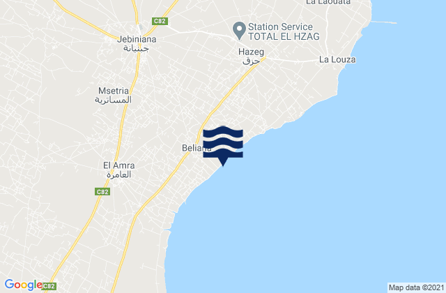Mappa delle maree di Djebeniana, Tunisia