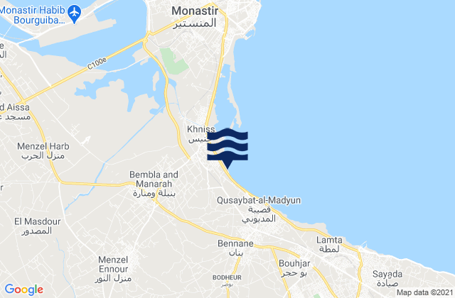 Mappa delle maree di Djemmal, Tunisia