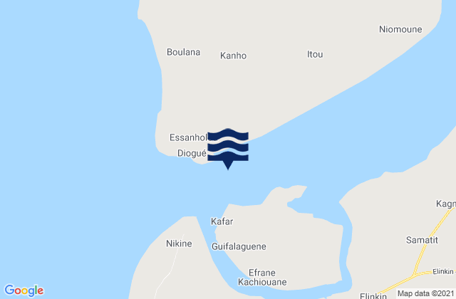 Mappa delle maree di Djogue, Senegal