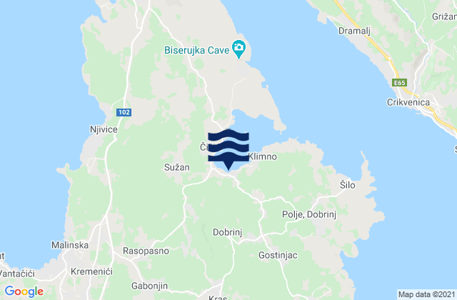 Mappa delle maree di Dobrinj, Croatia
