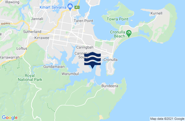 Mappa delle maree di Dolans Bay, Australia