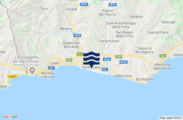 Mappa delle maree di Dolceacqua, Italy