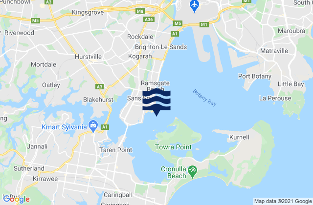 Mappa delle maree di Dolls Point, Australia