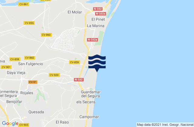 Mappa delle maree di Dolores, Spain