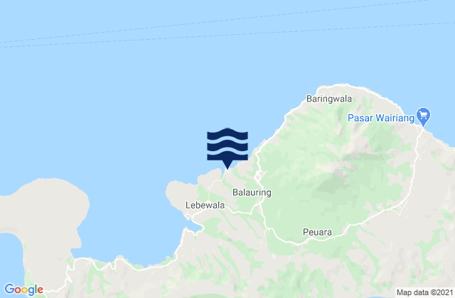 Mappa delle maree di Dolulolong, Indonesia