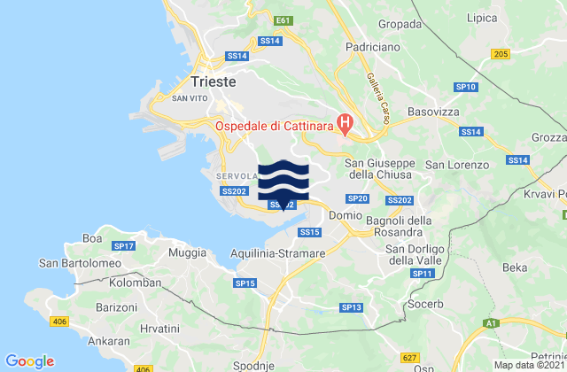 Mappa delle maree di Domio, Italy