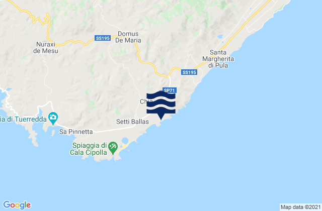 Mappa delle maree di Domus de Maria, Italy