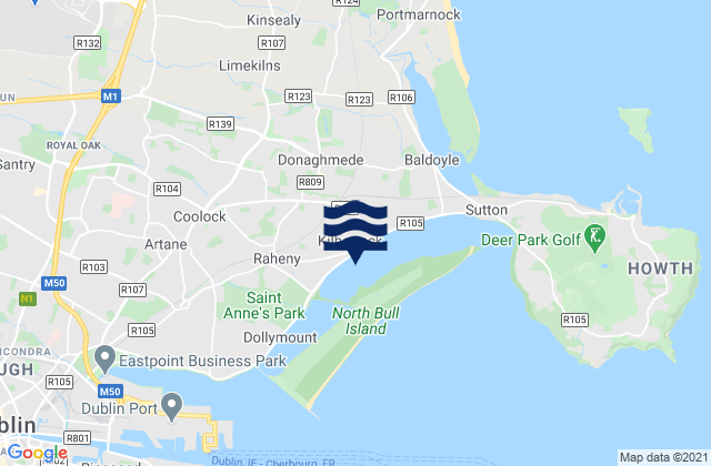 Mappa delle maree di Donaghmede, Ireland