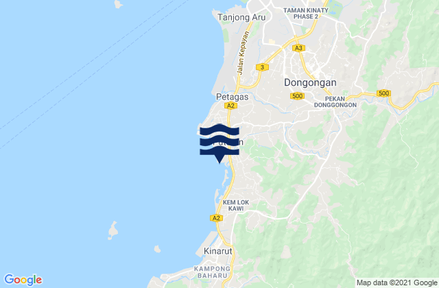 Mappa delle maree di Donggongon, Malaysia