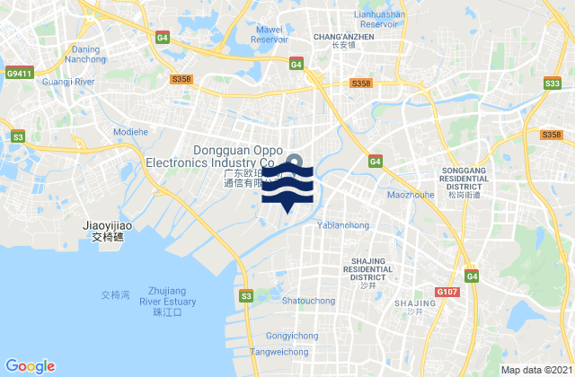 Mappa delle maree di Dongguan Shi, China