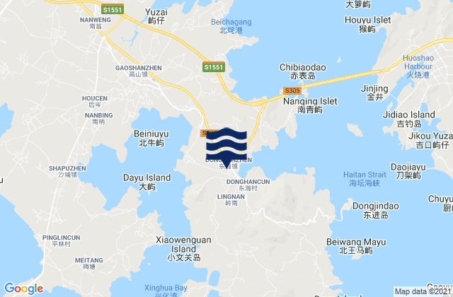 Mappa delle maree di Donghan, China