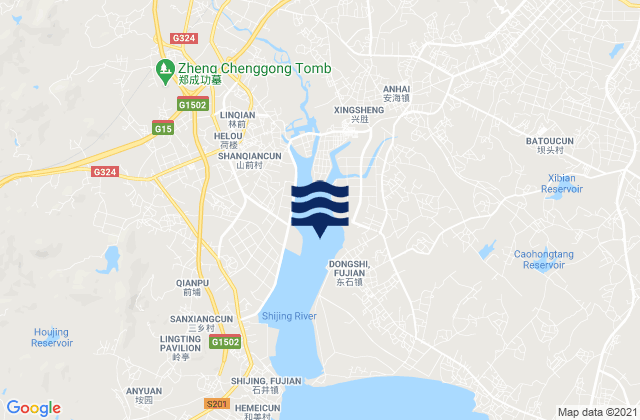 Mappa delle maree di Dongshi, China