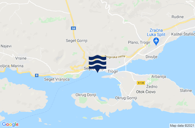 Mappa delle maree di Donji Seget, Croatia