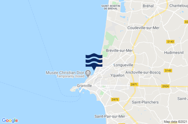 Mappa delle maree di Donville-les-Bains, France