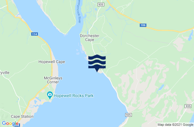 Mappa delle maree di Dorchester Cape, Canada