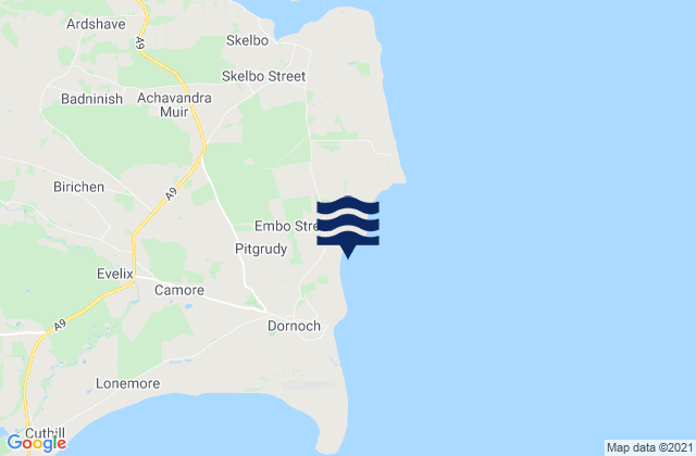 Mappa delle maree di Dornoch (North) Beach, United Kingdom