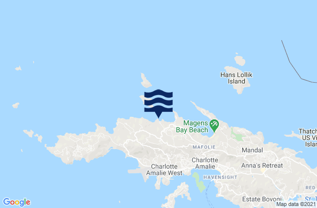 Mappa delle maree di Dorothea Bay Ruy Point, U.S. Virgin Islands