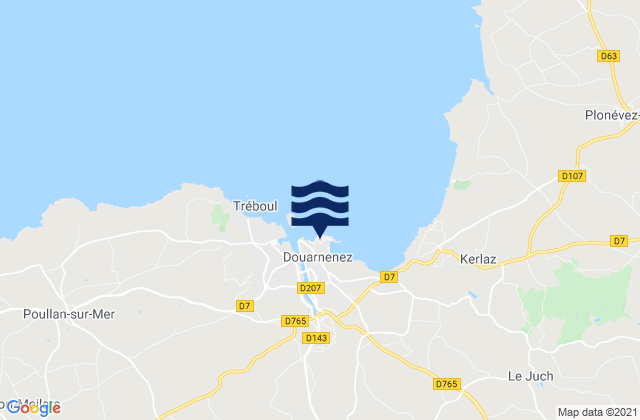 Mappa delle maree di Douarnenez, France