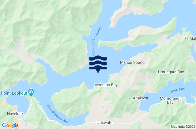 Mappa delle maree di Double Bay, New Zealand