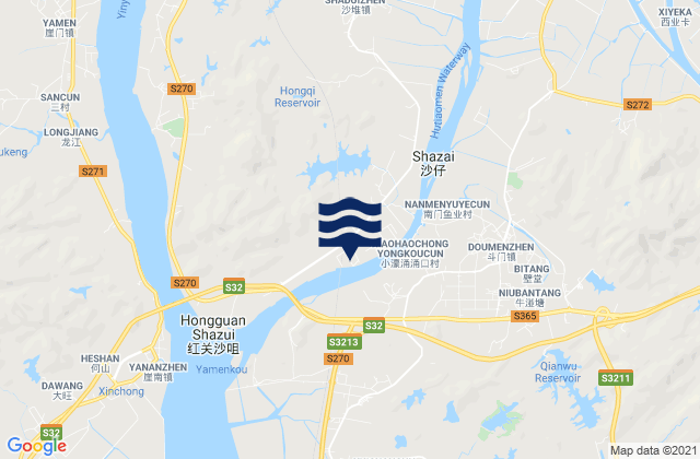 Mappa delle maree di Doumen, China