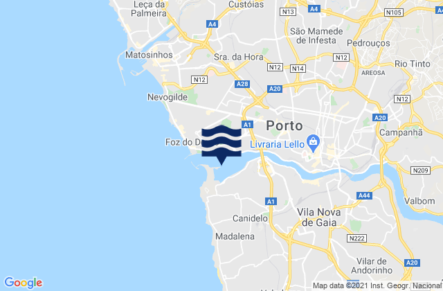 Mappa delle maree di Douro, Portugal