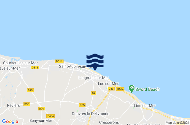 Mappa delle maree di Douvres-la-Délivrande, France