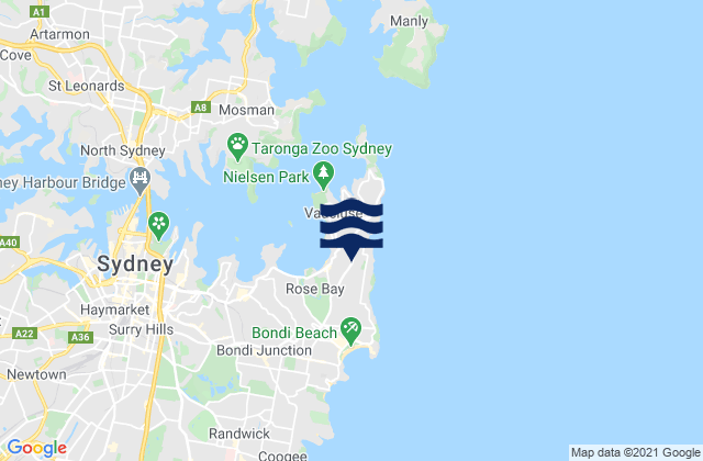 Mappa delle maree di Dover Heights, Australia