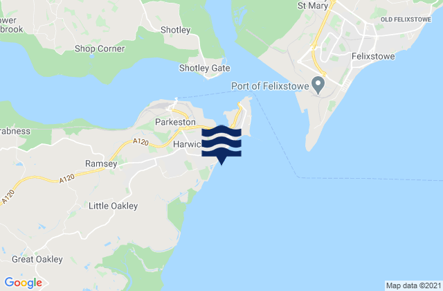Mappa delle maree di Dovercourt Bay Beach, United Kingdom