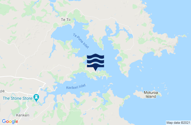 Mappa delle maree di Doves Bay, New Zealand