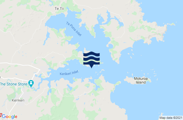 Mappa delle maree di Doves Bay, New Zealand