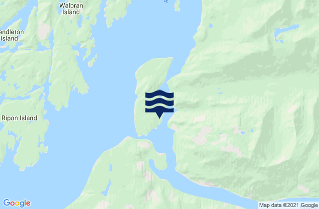 Mappa delle maree di Drainey Inlet, Canada