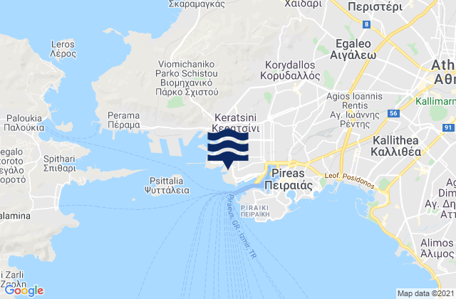 Mappa delle maree di Drapetsóna, Greece