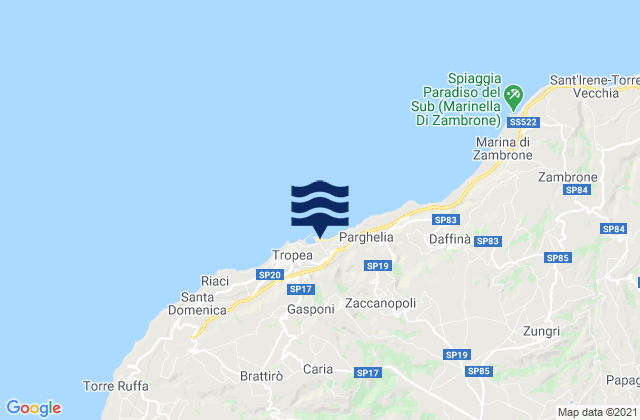 Mappa delle maree di Drapia, Italy
