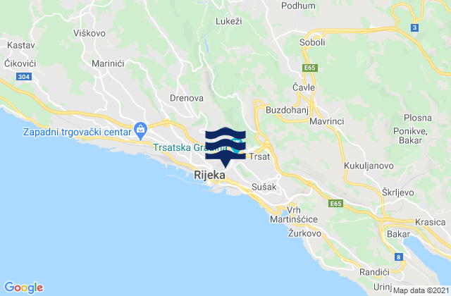 Mappa delle maree di Dražice, Croatia