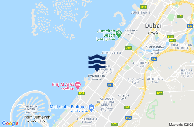 Mappa delle maree di Dubai, United Arab Emirates