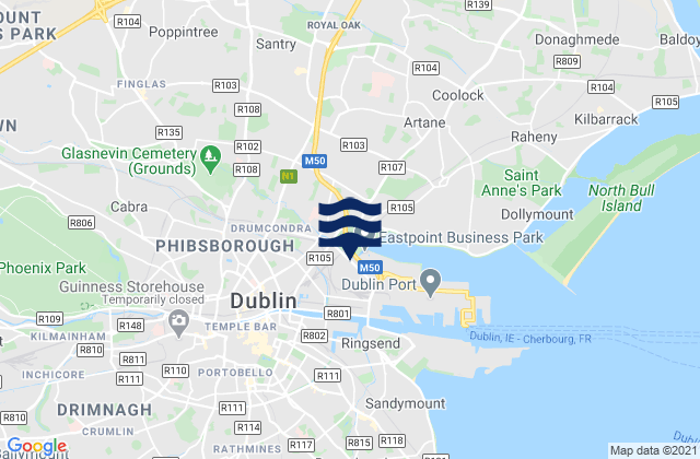 Mappa delle maree di Dublin City, Ireland