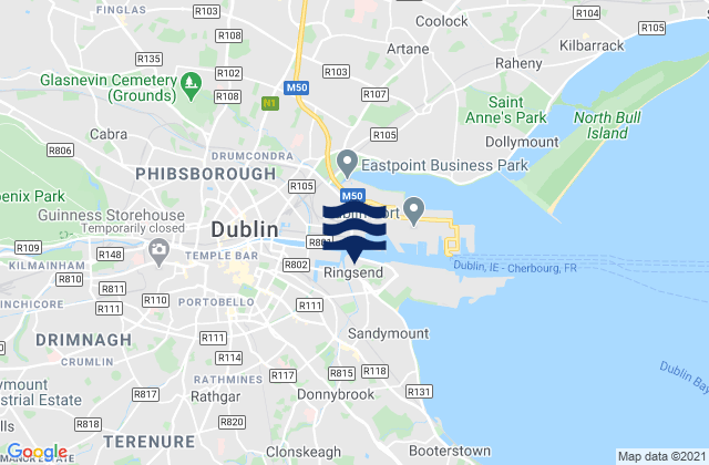 Mappa delle maree di Dublin, Ireland