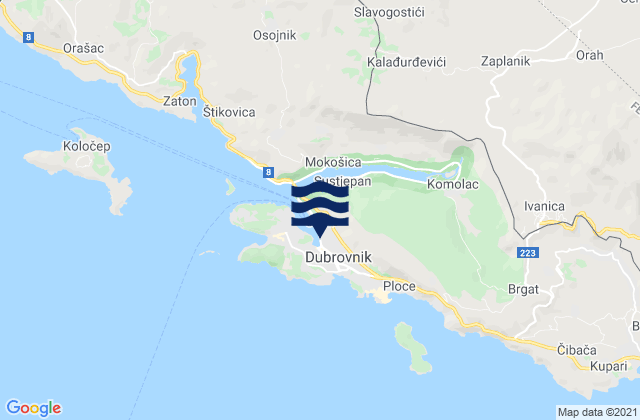 Mappa delle maree di Dubrovačko-Neretvanska Županija, Croatia