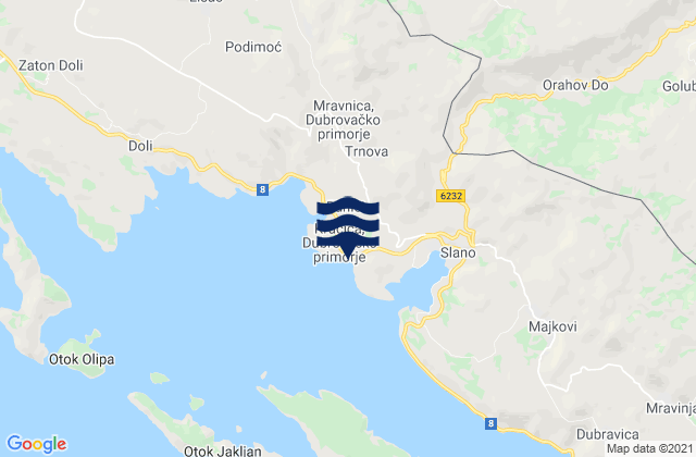 Mappa delle maree di Dubrovačko primorje, Croatia