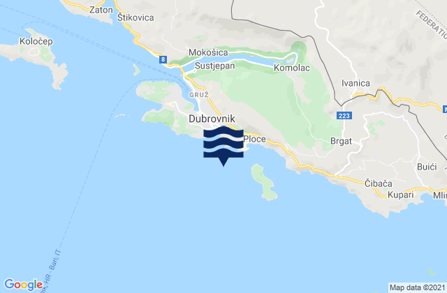 Mappa delle maree di Dubrovnik (Ragusa), Croatia