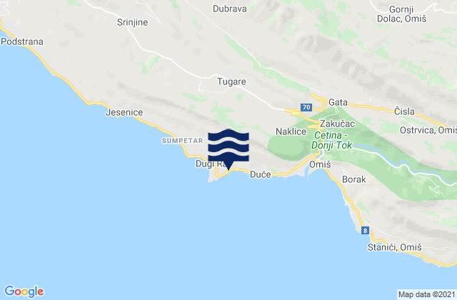 Mappa delle maree di Dugi Rat Općina, Croatia