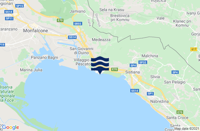Mappa delle maree di Duino, Italy