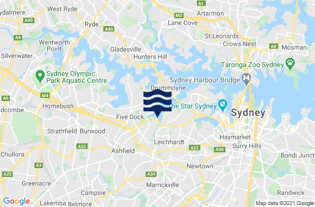Mappa delle maree di Dulwich Hill, Australia