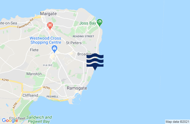 Mappa delle maree di Dumpton Gap Beach, France